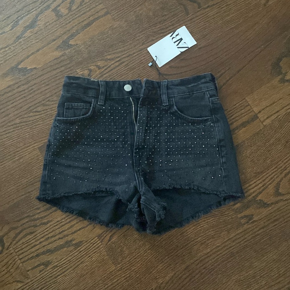 Zara Bedazzled Black Shorts